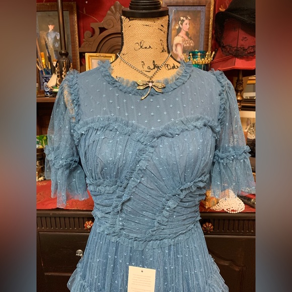 NWT Ivy City Co Whimsical Dress (maxi-length) in Slate Blue, Size SMALL. - Picture 2 of 10